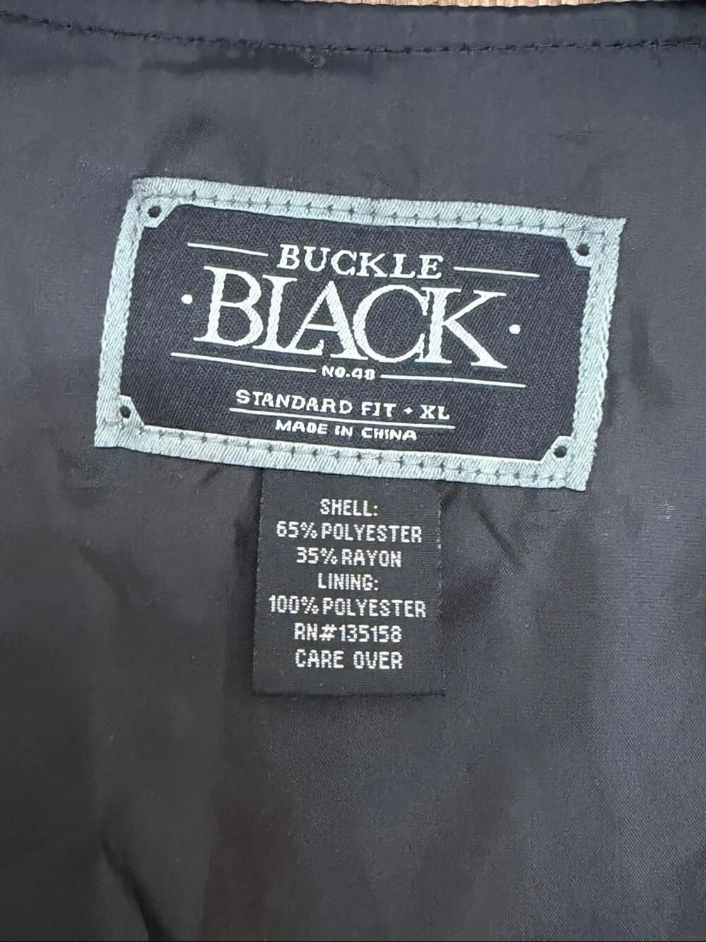 Buckle Black Men’s Gray Black Western Button Front Vest Standard Fit Size XL (92